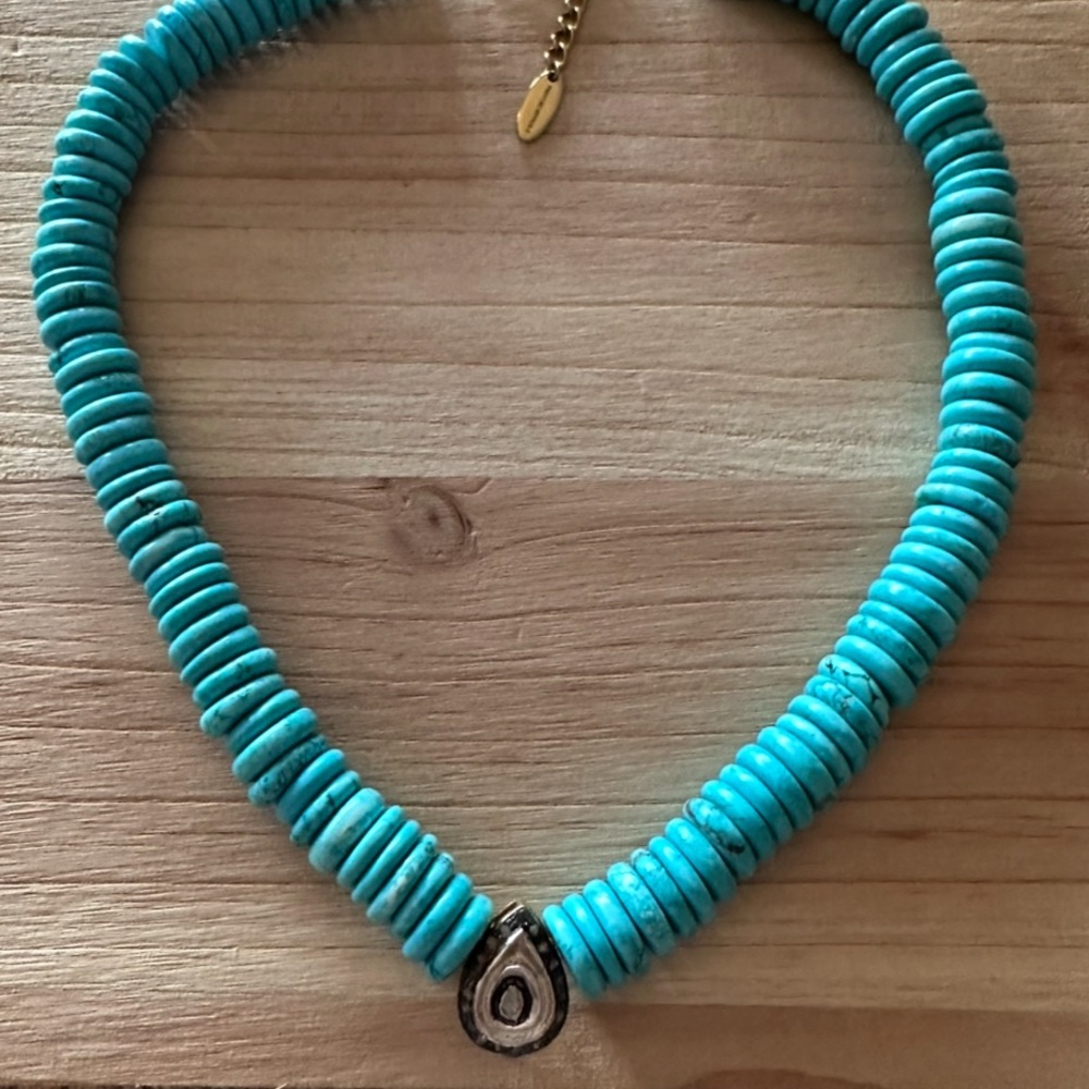 L’ atelier De Liora Polki Diamond Turquoise Necklace - Picture 4 of 13